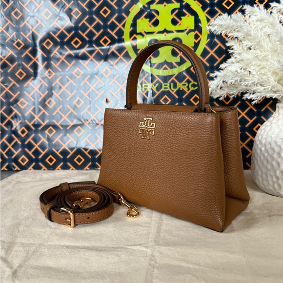 New, tory burch britten micro satchel crossbody top handle brwon - Picture 2 of 11